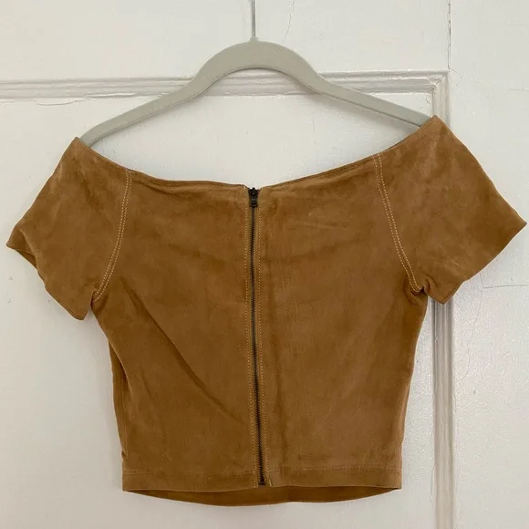 Rare Showroom Sample | Alice & Olivia Faux Suede Crop Top - Picture 6 of 11